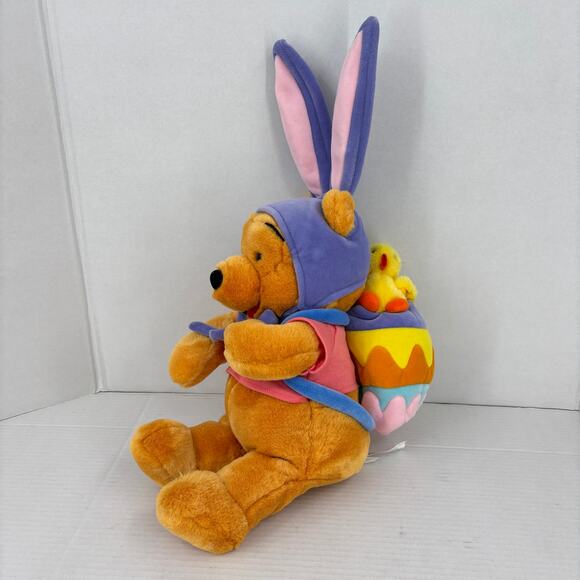 Disney Store Winnie Pooh Bear Plush Easter Egg Backpack Chick Bunny Ears 12 Inch - Picture 6 of 11